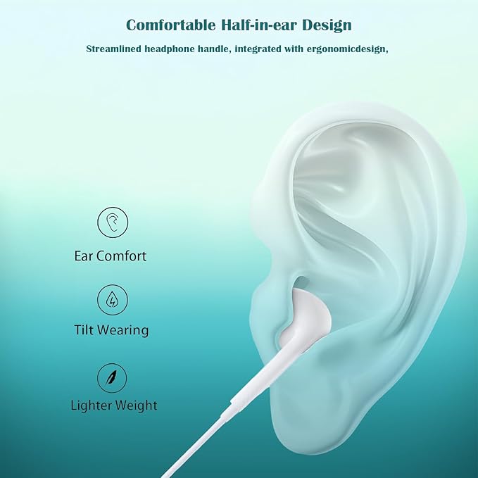 USB C Headphones for iPhone 15 16, Wired Earbuds Type C with Mic & Volume Control, In-Ear Earphones Wired USBC Ear Buds Compatible with iPhone 16/15 Pro/Pad/S25 S24 S23 S22/Pixel 7 8 9 Corded Headsets