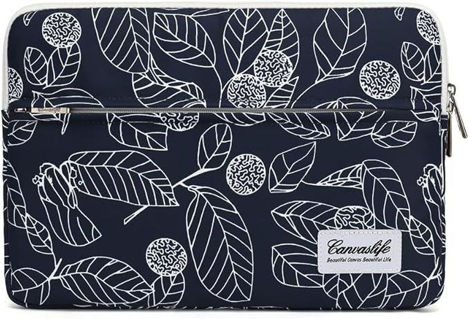 canvaslife Waterproof Pattern Laptop Sleeve 15 Inch 15 Case and 15.6 Laptop Bag(Blue Leaves)