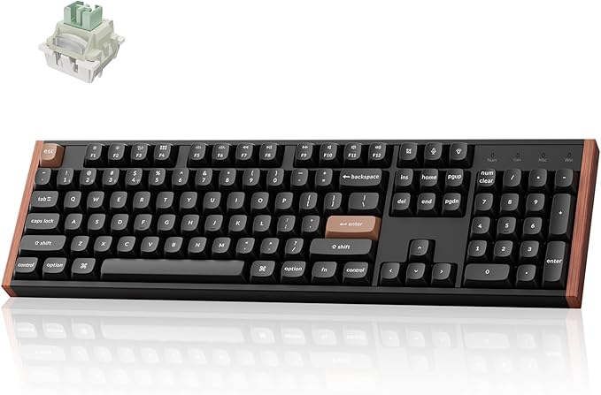 Keychron K10 HE Hall Effect Keyboard, Ultra-Fast Lime Magnetic Switch, Full-Size Tri-Mode Wireless Keyboard with Rapid Trigger, Adjustable Actuation, RGB, Aluminum + Wooden Frame