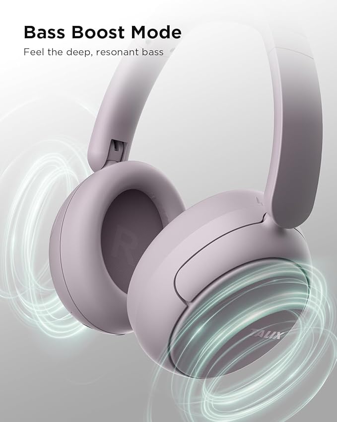 TALIX H30 Hybrid Active Noise Cancelling Headphones, 110H Playtime Hi-Res Audio Bluetooth 6.0 Wireless Over Ear ANC Headphones for Commute/Workout/Gym (Purple)