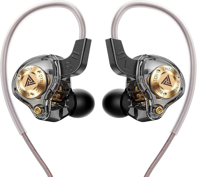 Piluyaa Wired Gaming Headphones IEM Earphones with 1DD，QKZ ENZO in Ear Monitor, HiFi USB C Earbuds, Bass Sound with New 11mm Dynamic Driver for Video Music Gaming (Black)