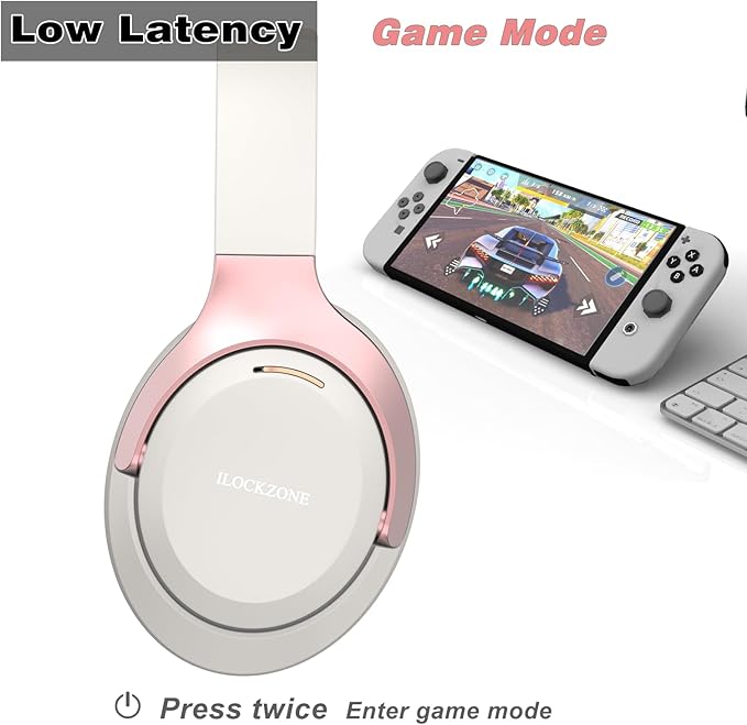 LC30Pro Hybrid Active Noise Cancelling Headphones, 100H Playtime Bluetooth Headphones, HiFi Audio Wireless Headphone with Foldable Design (Beige White), Gifts