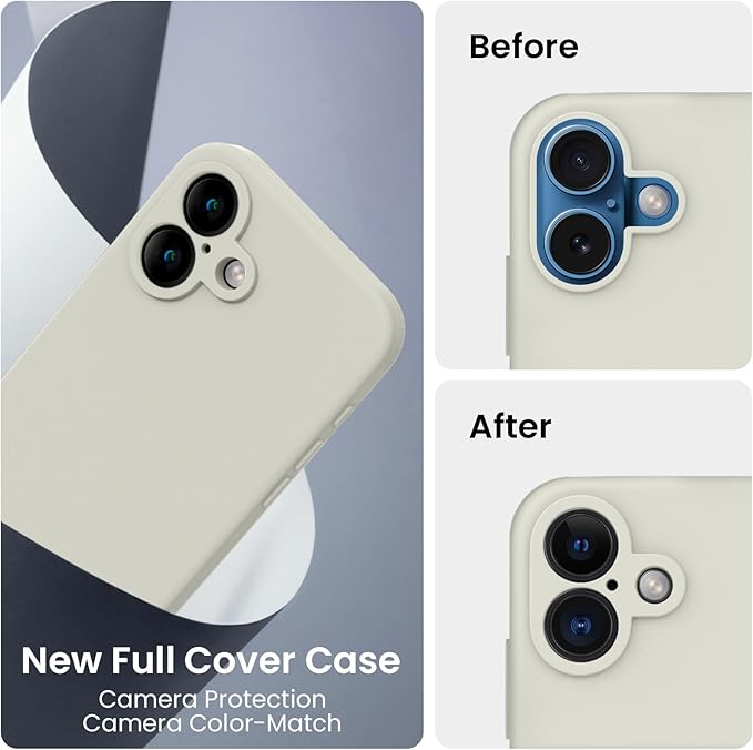 FireNova Designed for iPhone 16 Case, Silicone Upgraded [Camera Protection] Phone Case, Soft Anti-Scratch Microfiber Lining Inside, 6.1 inch, Stone