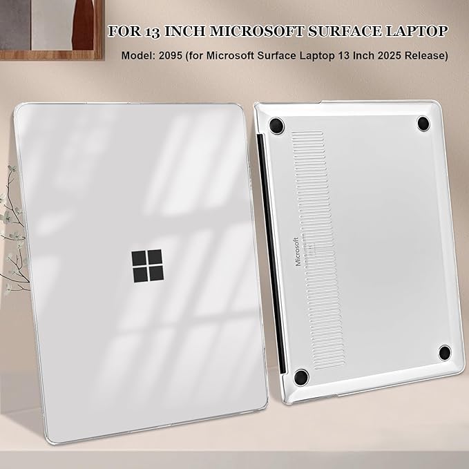 Plastic Hard Shell Case for 13 inch Microsoft Surface Laptop 2025 Model 2095 (Windows 11 Copilot+ PC), Scratch-Resistant Cover for Microsoft Surface Laptop 13-inch 2025, Crystal Transparent