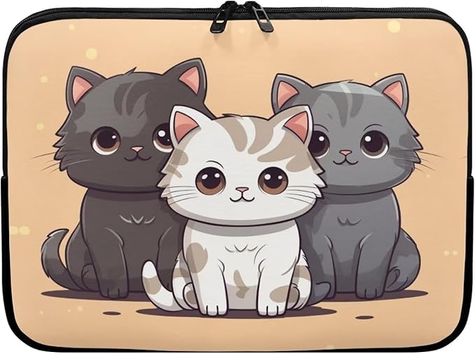 Cute Cat Laptop Sleeve for Women Teen Girls 15 inch Laptop Protector with Multiple Uses Lap Top Case Lightweight Computer Carrying Case Kawaii Tablet Bag for Daughters Brown