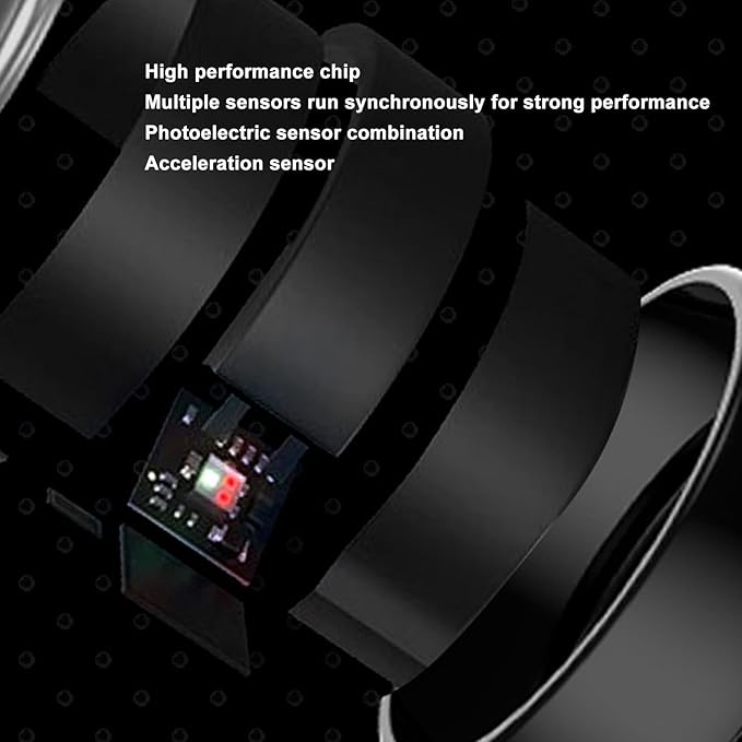 Yunseity Smart Ring Health, IP68 Sleep Quality Monitoring Fitness Smart Ring, Ceramic Stainless Magic Wearable Device Universal Ring for iOS and for Android