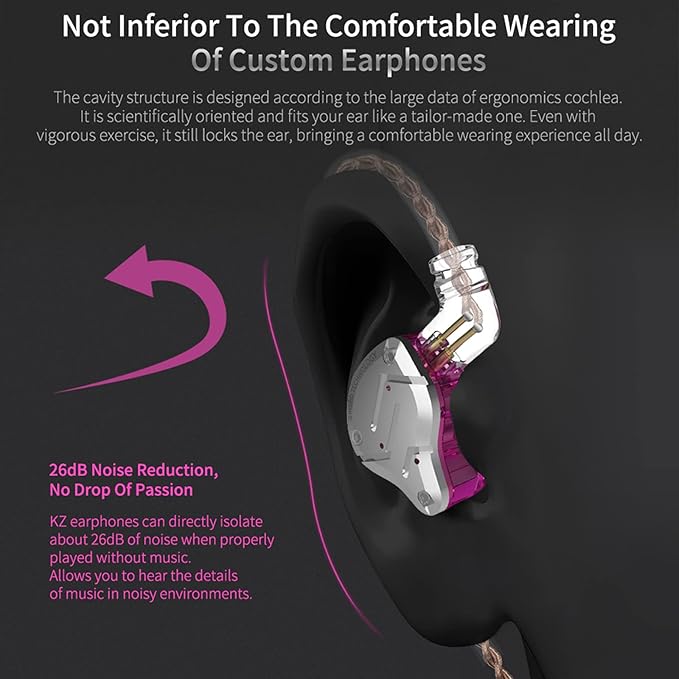 KZ ZS10 Pro in Ear Monitor, 4BA+1DD Hybrid Driver IEM Earphones, HiFi Gaming Earbuds with Stainless Steel Faceplate, in Ear Headphone for Musician Audiophile (Without Mic, Black)
