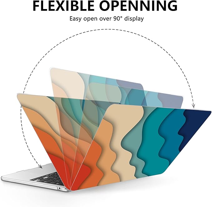 AKIT Compatible with MacBook Air 13 inch Case M5 2026 2025-2022 M4 M3 M2 A3449 A3240 A3113 A2681, Unique Hard Shell Laptop Case+Screen Protector+Keyboard Cover for MacBook Air 13.6 inch, Colorful Wave