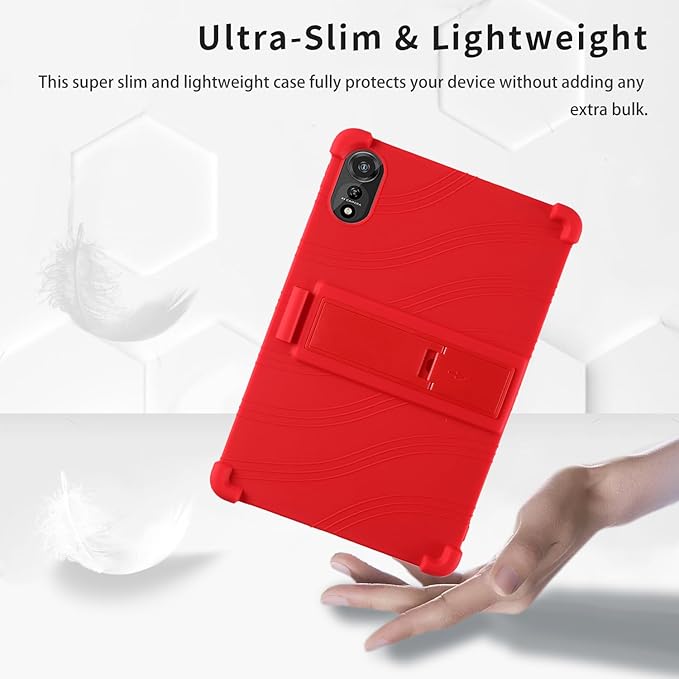 for Nexall N90 Tablet Case 12Inch, Shockproof Four Corner Airbag Protection,Soft Silicone Edge Cover with Built-in Stand,Heavy Duty Protective Sleeve for Nexall N90,Red