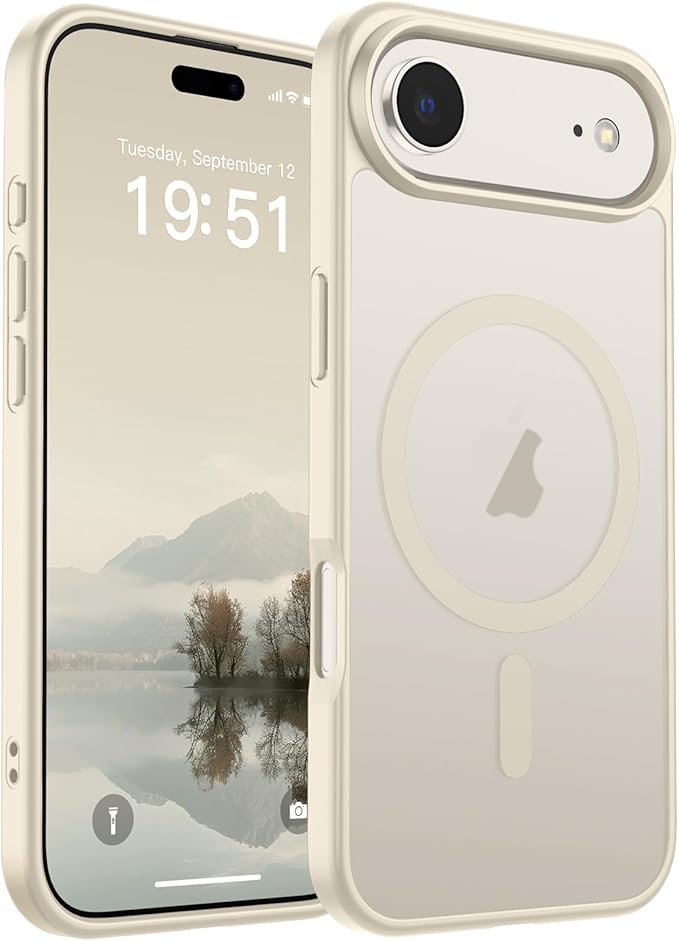 SUPFINE Magnetic for iPhone Air Case (Compatible with MagSafe)(Military Grade Drop Protection) Slim Translucent Matte Shockproof with Anti-Fingerprint Phone Cover for 17 Air,Antique White