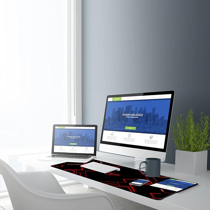 TEDNETGO Large Mouse Pad, Gaming Long Mouse Pad, Waterproof Extra Large Big Mousepad with Stitched Edge, XXL Non-Slip Computer Computer Keyboard Pad Mat for Gamer/Desktop/Office/Home, RED