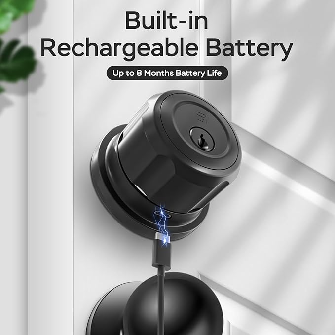 GeekTale Smart Deadbolt, Fingerprint Deadbolt Lock, Fingerprint Door Knob with Lock, Keyless Deadbolt, Keyless Entry Door Lock with App, for Front Door, Garage, Easy Installation