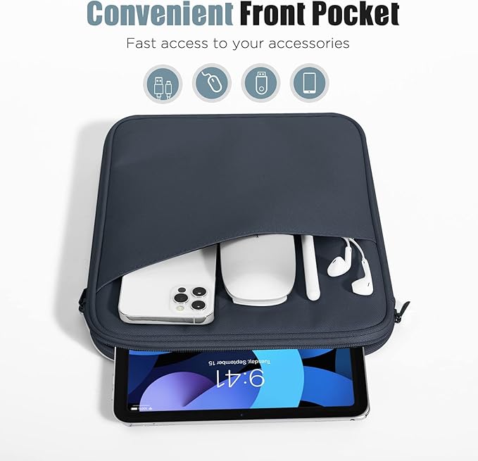 TiMOVO 9-11" Tablet Sleeve Bag for iPad 11-inch A16 2025, iPad 10.9"/10.2"| Air 11 Inch/5th/4th Gen. 10.9", Galaxy Tab A9+/A11Plus 11", Protective Bag with Pocket, Space Gray