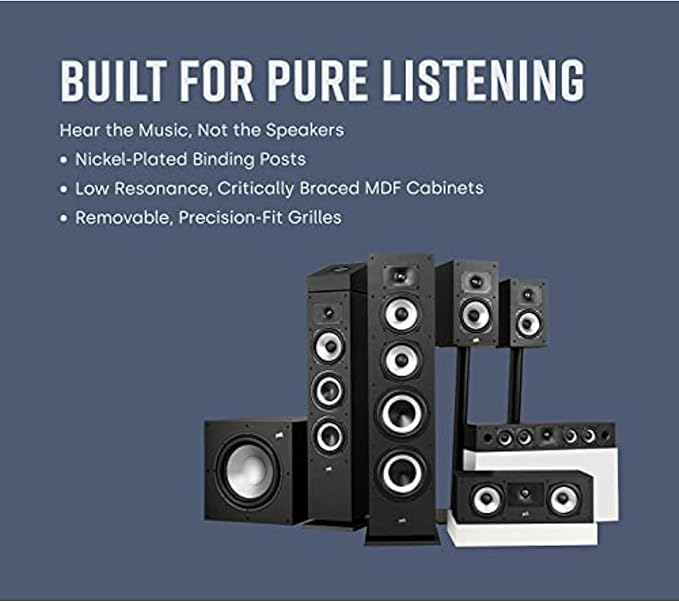 Polk Monitor XT12 Powered Sub - 12" Balanced Woofer & 100W Class A/B Amplifier, Low-Resonance MDF Cabinet & Removable Grille, Dolby Atmos & DTS:X Compatible, Home Theater Subwoofers, Midnight Black