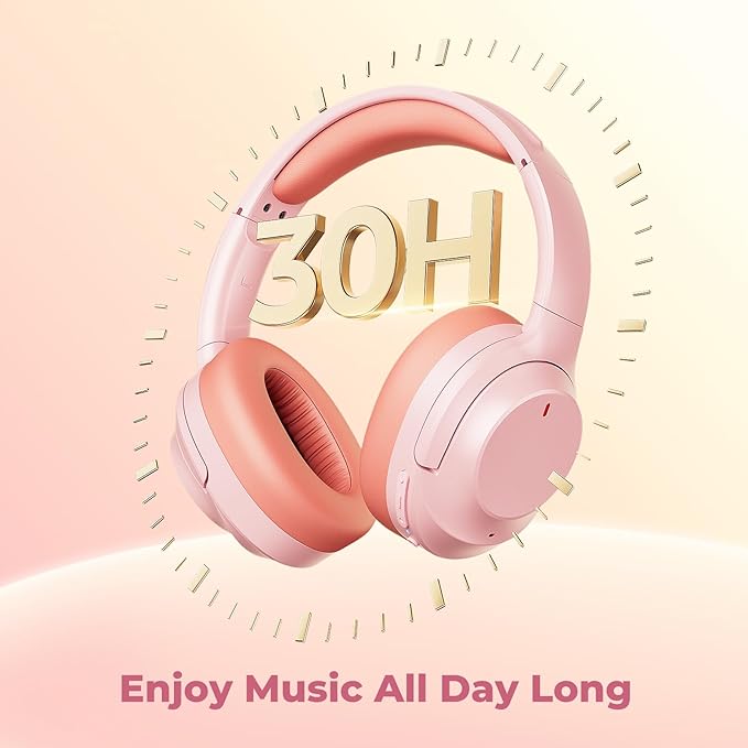 Active Noise Cancelling Headphones, Upgraded Wireless Bluetooth Headphones Over Ear with ENC Mic, HiFi Stereo Deep Bass, Noise Canceling Headphones Lightweight, BT 5.4, for Travel/Office/Home, Pcs