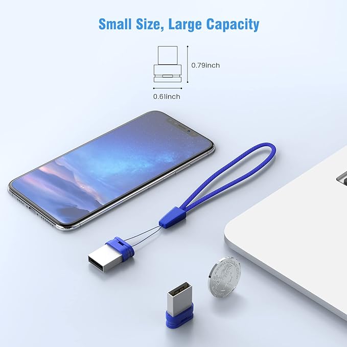 K&ZZ 16GB Mini Flash Drive 10 Pack 16 GB Small USB Flash Drives with Lanyard 16G Low Profile USB Drive Gig Thumb Drive Memory Stick (16GB, Blue)