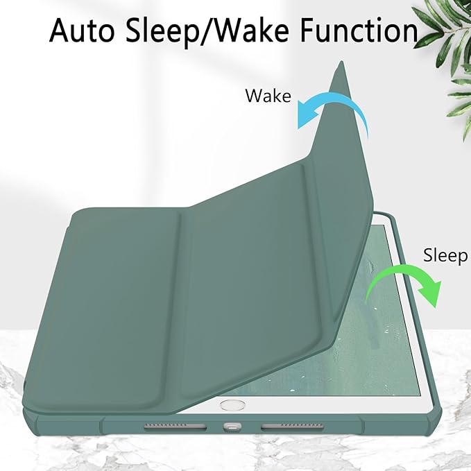 Case Compatible with iPad Air 3rd Generation, iPad Pro 10.5 inch 2017 Case with Pencil Holder, Stand Clear Back Cover for Air 3rd Gen 10.5" 2019, Auto Sleep/Wake, Dark Green