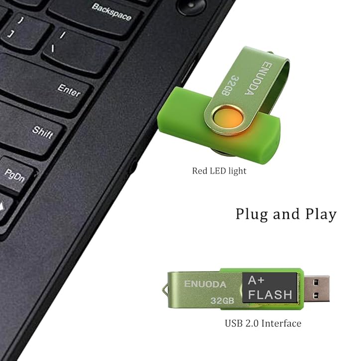 32GB Flash Drive 5 Pack ENUODA Thumb Drives 32GB Swivel Design USB 2.0 Memory Stick Jump Drive Pen Drive for Storage and Backup (5 Colors)