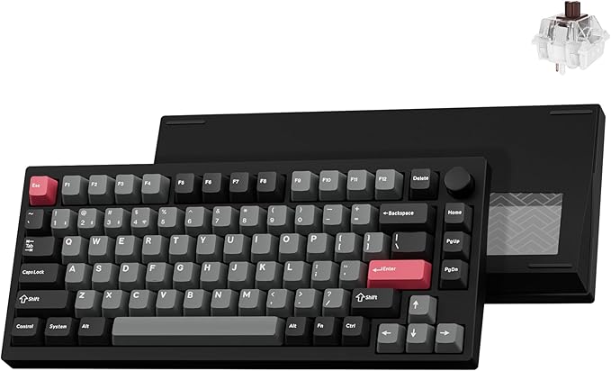 LEMOKEY P1 Pro Wireless Custom Mechanical Keyboard, Full Aluminum 2.4 GHz Bluetooth RGB Backlit 75% Layout with Hot-swappable KEYCHRON Super Brown Switch Compatible with Mac Windows Linux