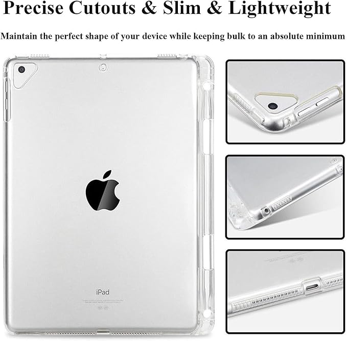Clear Case for iPad mini 5/4/3/2/1 Cover 7.9" (iPad mini 5th/4th/3rd/2nd/1st Generation) with Pencil Holder Lightweight Crystal Transparent Shockproof Soft TPU Back Protective Shell, Clear