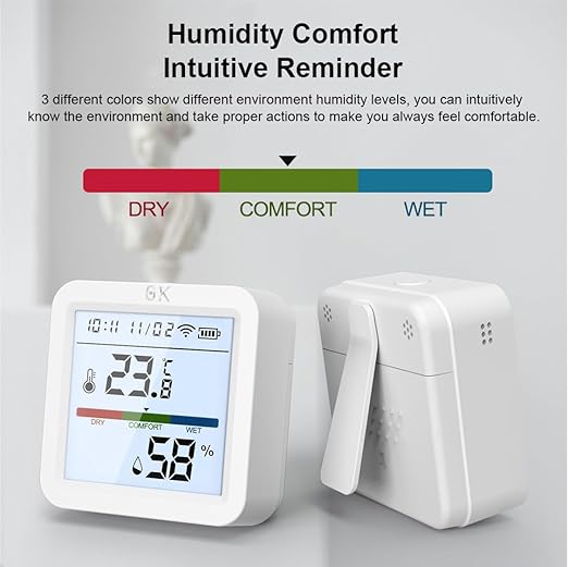 Zero Kelvin WiFi Smart Temperature & Humidity Sensor – App-Controlled Thermometer Hygrometer with Backlight & Smart Alerts