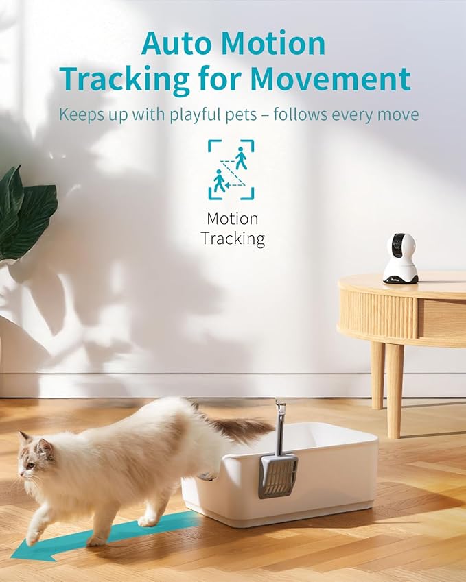 VIMTAG 2.5K Pan/Tilt Cameras for Home Security, Wired Indoor Camera for Pet/Dog/Cat/Baby/Nanny with Phone App, Motion Tracking, Night Vision, 2-Way Audio, AI Detection, 5GHz/2.4GHz WiFi, Works w/Alexa