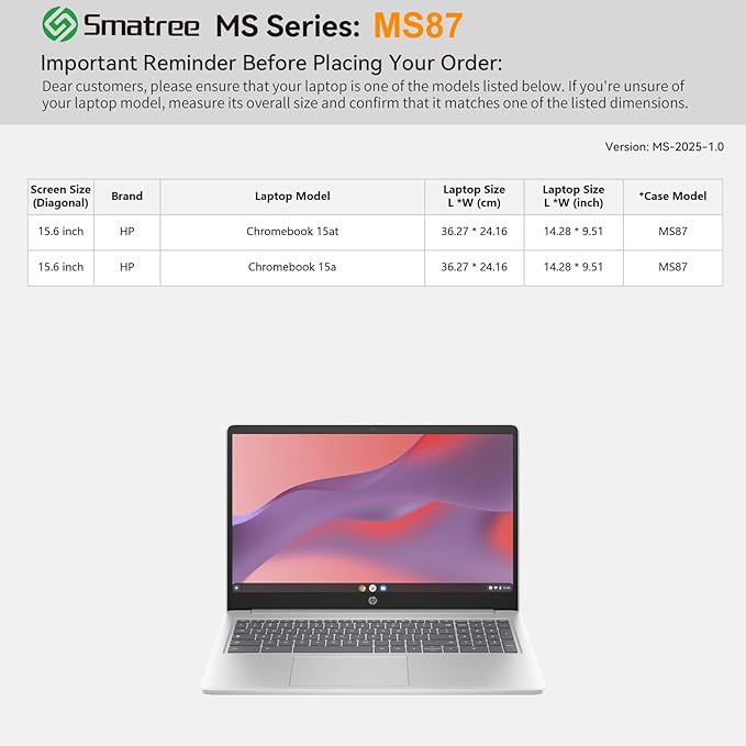 Smatree MS87 Hard EVA Protective Sleeve with Stand Compatible for 15.6 inch HP Chromebook 15at-nb000/15a-nb0097nr/15a-na0047nr/15at-na000 Laptop Notebook Bag