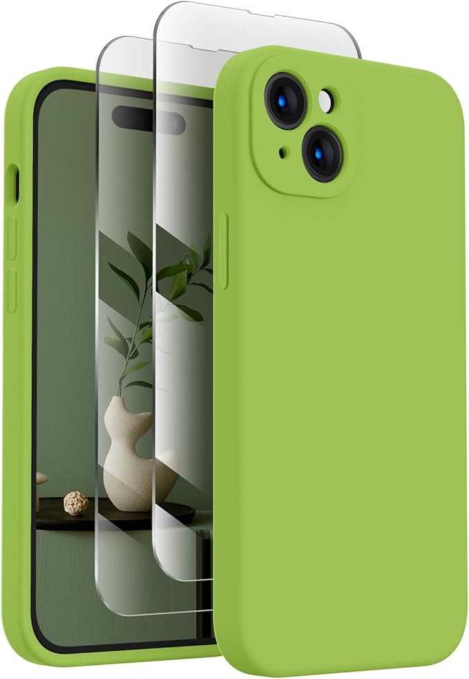 FireNova Designed for iPhone 15 Plus Case, Silicone [Camera Protection] Case, Soft Anti-Scratch Microfiber Lining Inside, 6.7 inch, Sprout Green
