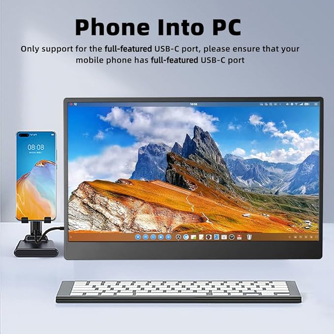 14 inch Ultra-Slim Portable Monitor 1920x1080 IPS HDR Wide Screen USB-C HDMI VESA External Display Plug&Play for Laptop PC Phone