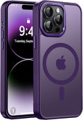 Newfuture Designed for iPhone 14 Pro Case with Magnetic [13 FT Military Drop Protection] [Compatible with Magsafe] Slim Translucent Matte Shockproof with Anti-Fingerprint Phone Case, Deep Purple