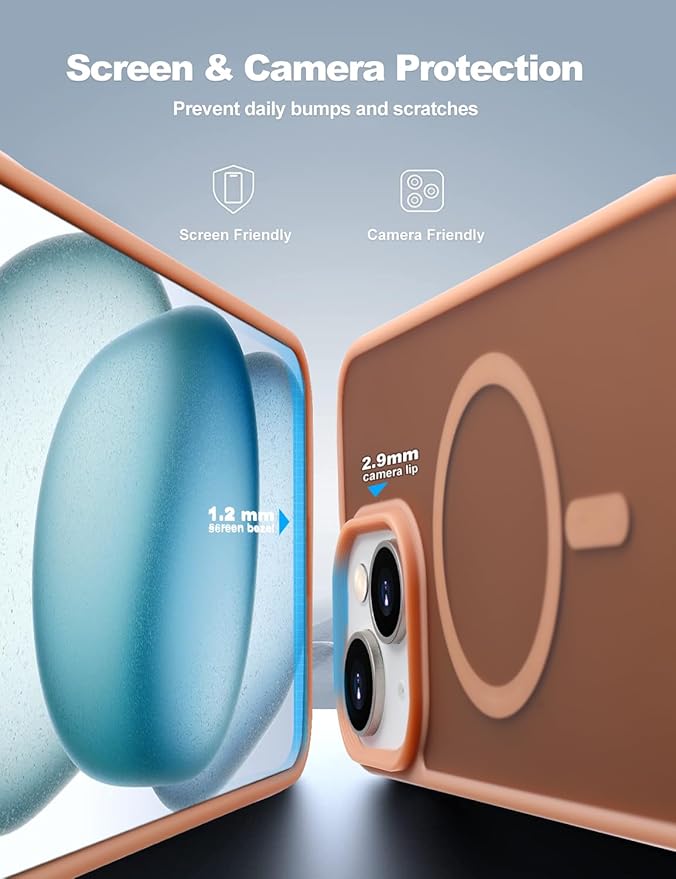 Tigowos for iPhone 15 Magnetic case Fits MagSafe 15FT Drop Resistant Skin Friendly Feeling Heavy Duty Shockproof Back Cover Fits iPhone 15 Phone Cases 6.1", Matte Brown