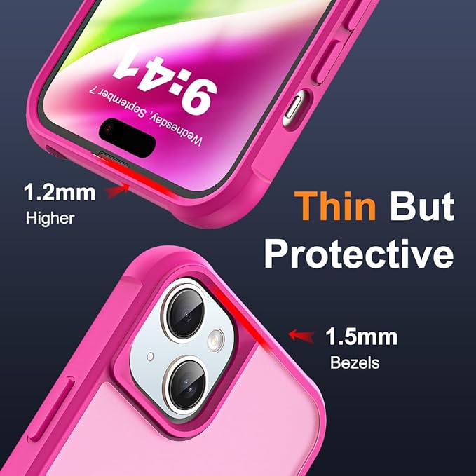 SKYLMW Compatible with iPhone 14 Plus Case with Invisible Magnetic O-Ring Stand Military-Grade Translucent Case for iPhone 14 Plus 6.7" [Compatible with Mag-Safe][Great Grip Feeling], Rose