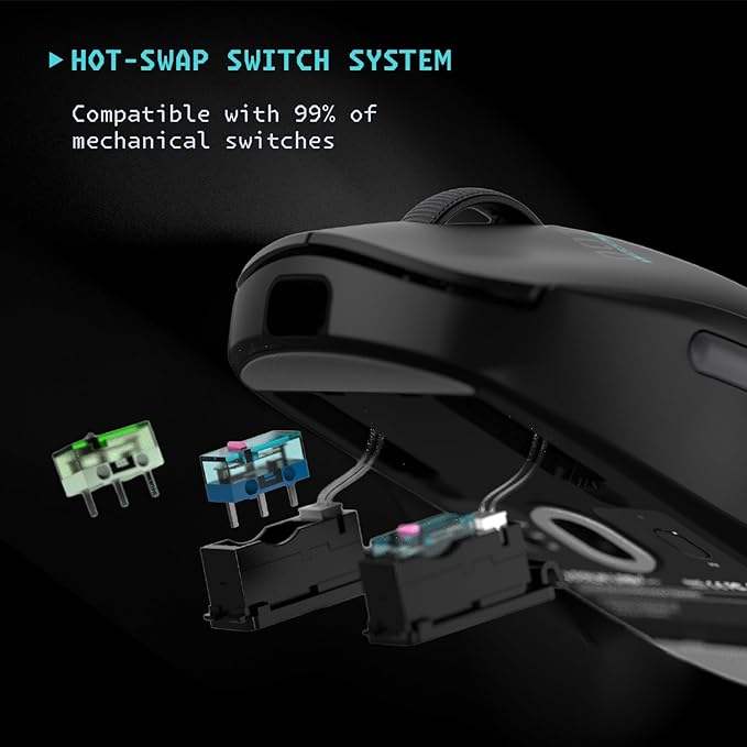 Lancer.001 PRO 8K Wireless Gaming Mouse, 65g Lightweight, Hot-Swappable Switches, PAW3950 Sensor with 32,000 DPI