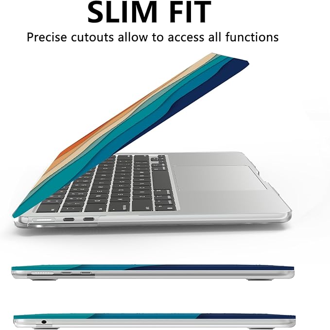 AKIT Compatible with MacBook Air 13 inch Case M5 2026 2025-2022 M4 M3 M2 A3449 A3240 A3113 A2681, Unique Hard Shell Laptop Case+Screen Protector+Keyboard Cover for MacBook Air 13.6 inch, Colorful Wave