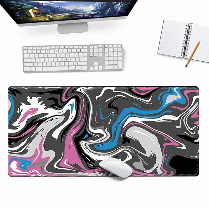 Rcege Large Mouse Pad for Desk - Gaming Mouse Pad with Stitched Edges, Anti-Slip Base for Keyboard and Mouse(Abstract Purple, 31.5L x 15.8W inches)