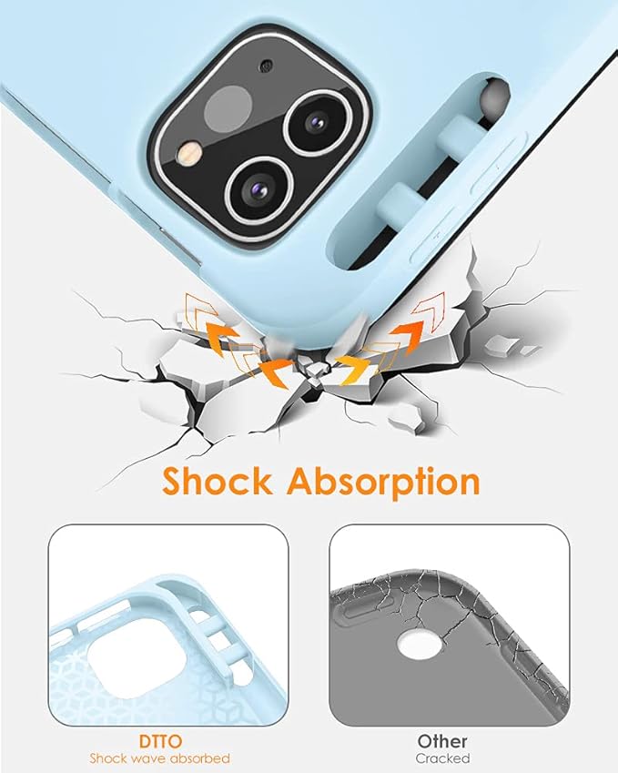 DTTO for iPad Pro 11 inch 4th/3rd/2nd/1st Generation 2022/2021/2020/2018 Case, Smart Slim Trifold Stand Soft TPU Back Cover with Built-in Pencil Holder, Also Fit iPad Air 5/4,Ice Blue
