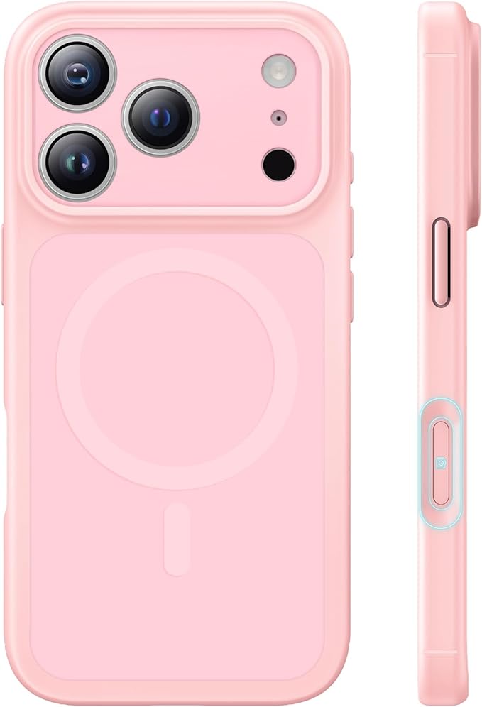 TAURI for iPhone 17 Pro Case, Compatible with MagSafe, (Full Camera Protection) Camera Control Cover Solid-Color Matte Magnetic Phone Case for 17 Pro 6.3", Pink