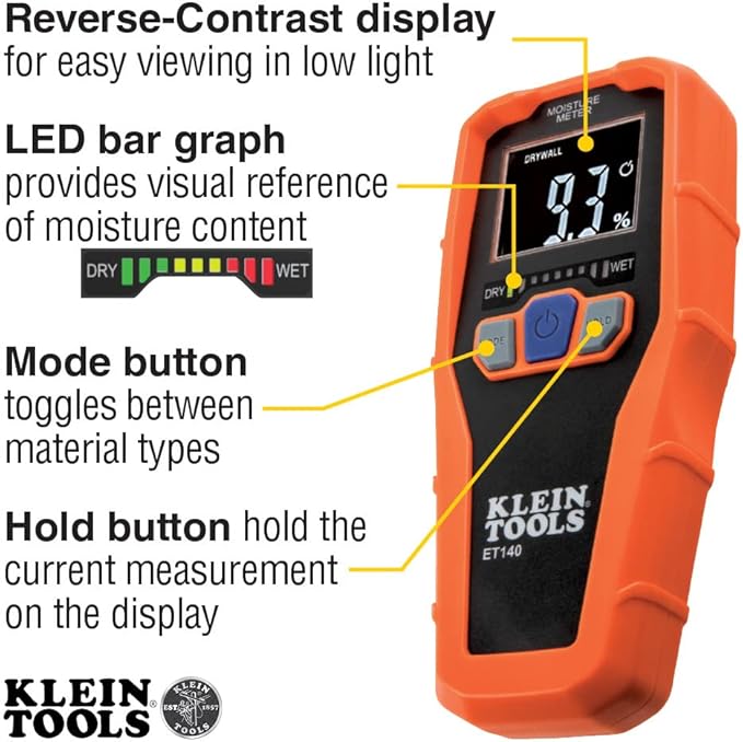 FLIR ONE Gen 3 - iOS - Thermal Camera for Smart Phones - with MSX Image Enhancement Technology & Klein Tools ET140 Pinless Moisture Meter for Non-Destructive Moisture Detection