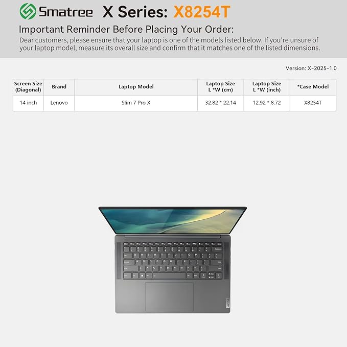 Smatree Hard EVA Protective Sleeve Case Compatible for 14 inch Lenovo Slim 7 Pro X Laptop Notebook Bag (X8254T)