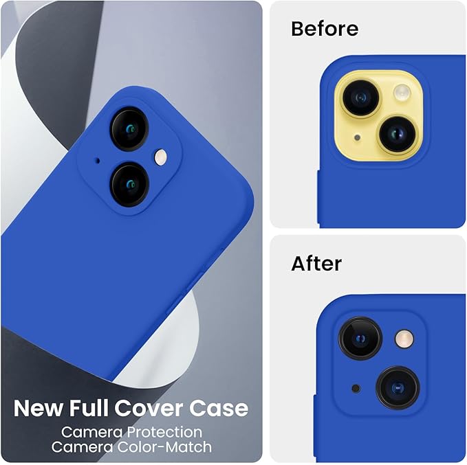 FireNova Designed for iPhone 14 Case, Silicone Upgraded [Camera Protection] Phone Case, Soft Anti-Scratch Microfiber Lining Inside, 6.1 inch, Klein Blue