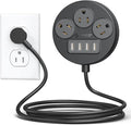 ORICO Power Strip, 45° Flat Plug Extension Cord with 3 AC Outlets and 4 USB-A Charging Ports, 5FT Black Compact Outlet Extender for Cruise/Travel/Home/Office - PSO