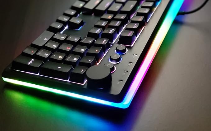 i-rocks K71M RGB Mechanical Gaming Keyboard with Media Control Knob, Switches (Brown), 107 Keys w/Full NKRO, PBT Keycaps, Multimedia Hotkeys, Detachable USB-C Cable and Onboard Storage, Black