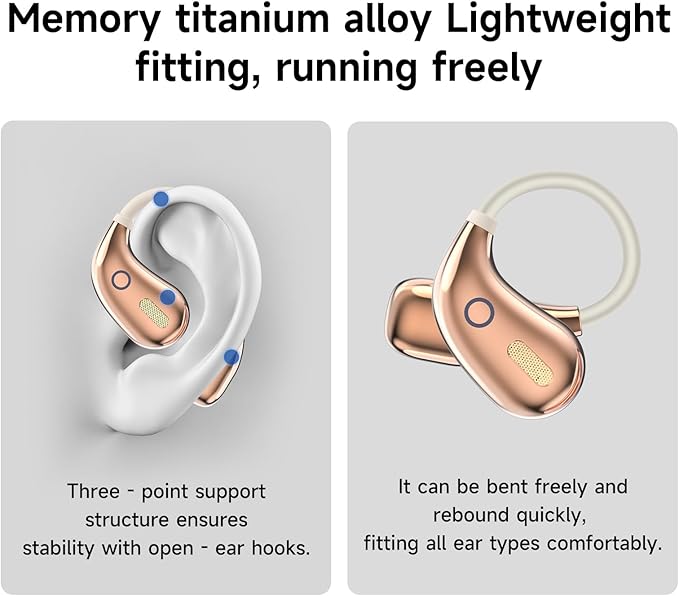 Open Ear Earbuds, Wireless Bluetooth 5.4 Headphones, Stereo Sound IPX7 Waterproof with Ergonomic Earhook for Running, Workout, Travel, White