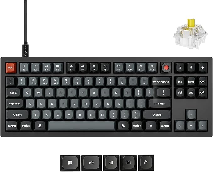 Keychron V3 8K TKL Wired Mechanical Keyboard, 8000 Hz Polling Rate QMK Programmable Knob Hot-Swappable Gaming Keyboard, RGB Backlit, Ergonomic PBT Keycaps for Mac Windows Linux-Tactile Banana Switch