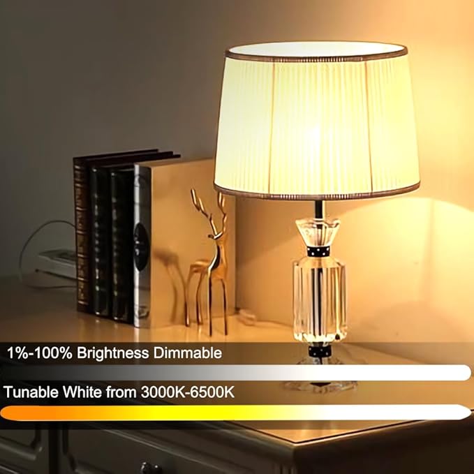GRV 12W A60 Smart Light Bulb with a 2.4GHz Remote Control,Stepless Dimmable 2700-6500K,100W Incandescent Lamp Equivalent,1000LM CRI>80,E26 Base,Home Decor,2 Bulb & 1Remote
