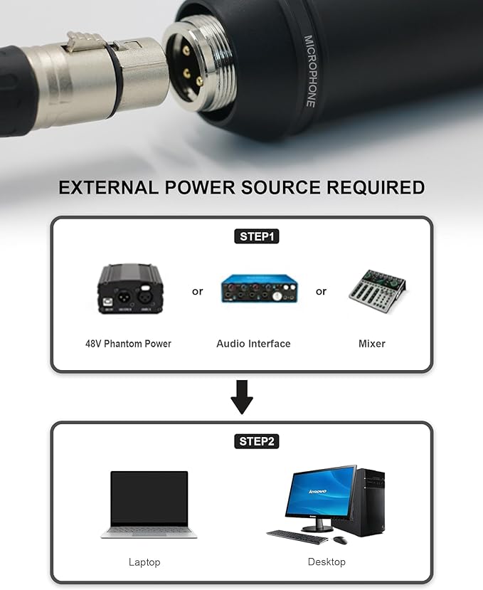 SUUNTOK XLR Microphone, Professional Condenser Microphone with 34mm Large Diaphragm, Cardioid Studio Recording Mic Computer Gaming PC TM87KB Mic Kit for Singing, Podcasting, YouTube (Black)