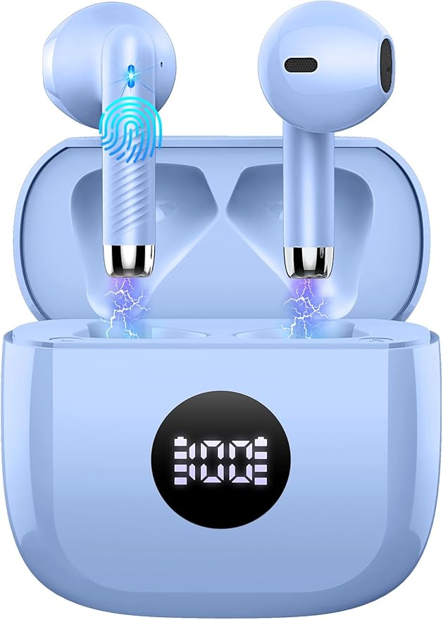 Wireless Earbuds, 2025 Bluetooth Headphones 5.4 HiFi Stereo, in-Ear Ear buds with 4 ENC Noise Cancelling Mics, 40H Playtime Sport Ear Buds with Charging Case, IP7 Waterproof Earphones with LED Display