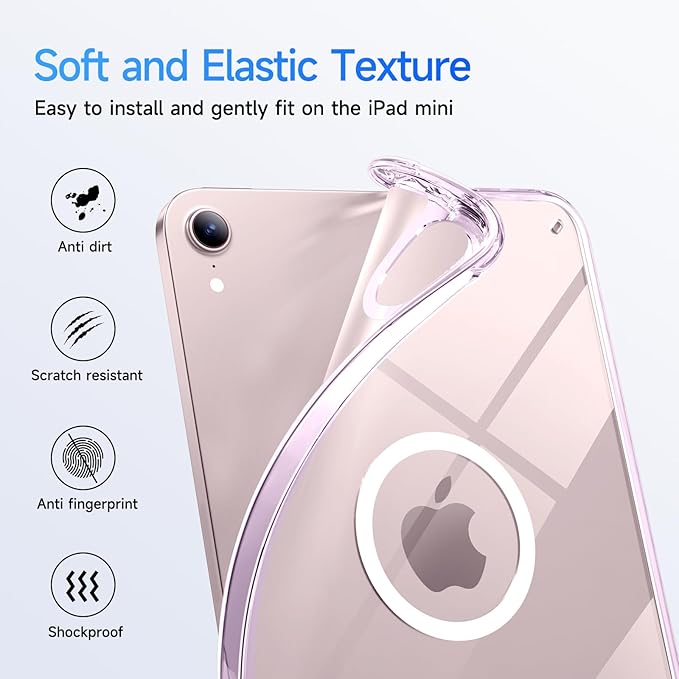 Case for iPad mini A17 Pro, iPad mini 6 case, Compatible with Magsafe, Clear Back with TPU Frame, Slim Lightweight Protective Case for 8.3“ iPad mini (ClearPink)