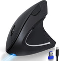 TECKNET Ergonomic Mouse with Jiggler, Bluetooth Wireless Vertical Mouse, 4800DPI Rechargeable Carpal Tunnel Mouse, Undetectable Random Movement Keeps Computers Awake for PC, Laptop, Mackbook