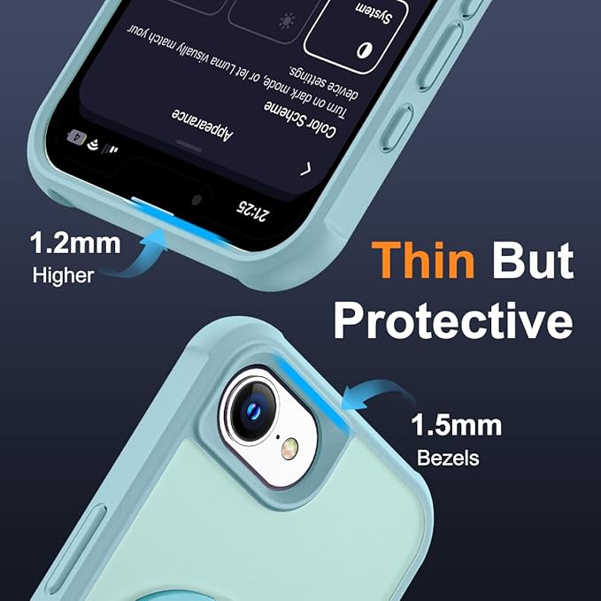 SKYLMW Compatible with iPhone 16e Case & iPhone 17e Case 6.1" with Invisible Magnetic O-Ring Stand Military-Grade Translucent Phone Cases [Compatible with Mag-Safe][Great Grip Feeling], Blue